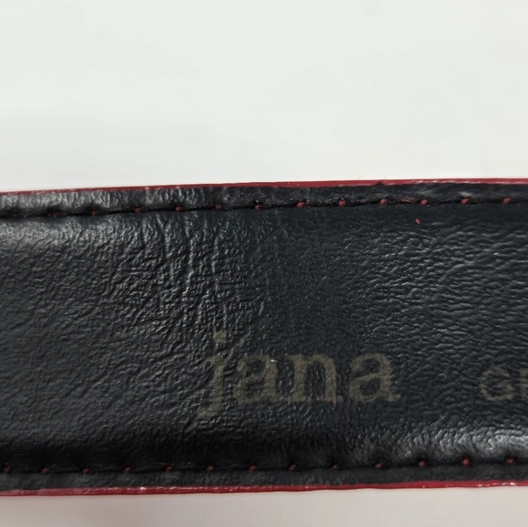 VINTAGE JANA GENUINE SNAKESKIN RED BELT GOLD BUCKLE & END CAP WOMEN LARGE 1980s - Picture 10 of 15